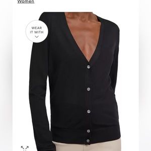 Theory Regal Wool V-Neck Cardigan, black, size S